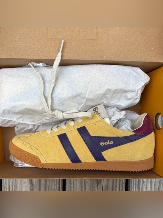 Gola Shoes - Gola Yellow Suede Sneakers with Navy and Burgundy Accents